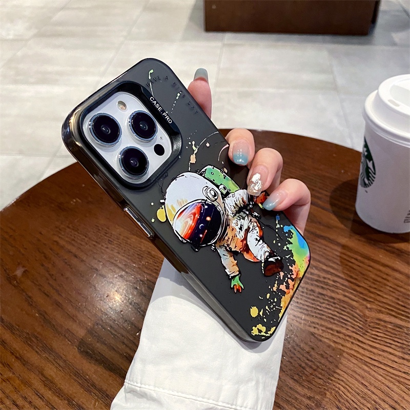 Ốp Điện Thoại Nhựa acrylic Cứng Nhám Hình Phi Hành Gia graffiti Cho iPhone 11 12 13 14 Pro Max 14Plus 13promax 12promax