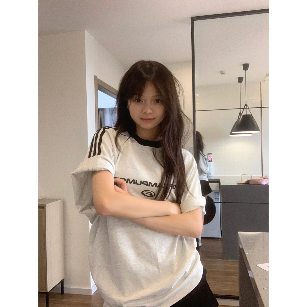 Áo Thun 100% Cotton Tay Ngắn Dáng Rộng Thời Trang Hàn Quốc Cho Nữ