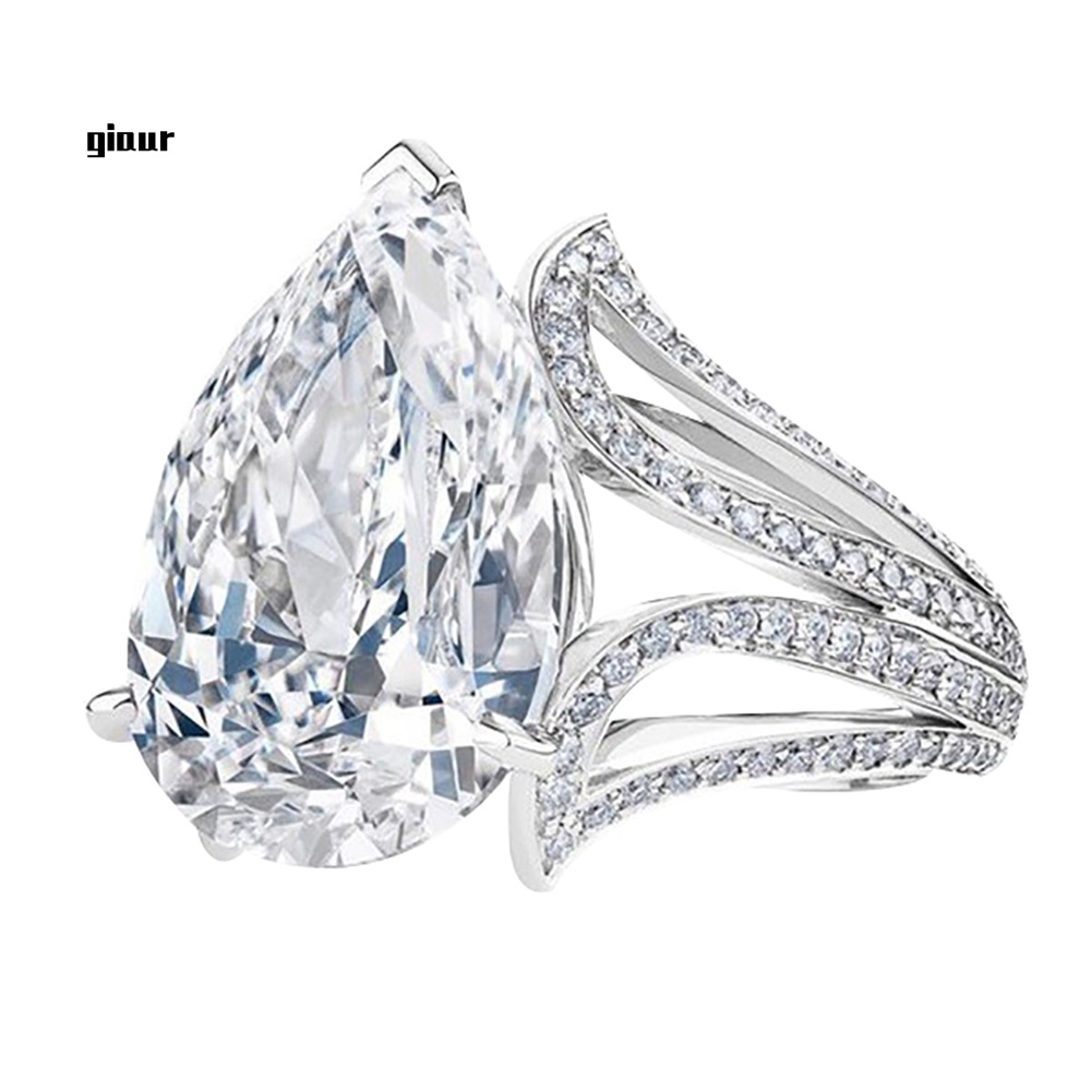 Nhẫn Đính Đá Hình Giọt Nước Họa Tiết Hoa Thời Trang Cho Nữ