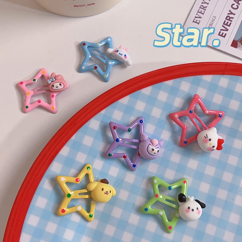 Phụ kiện dopamine dễ thương và ngọt ngào kẹp tóc ngôi sao hoạt hình kẹp tóc bang trẻ em dễ thương