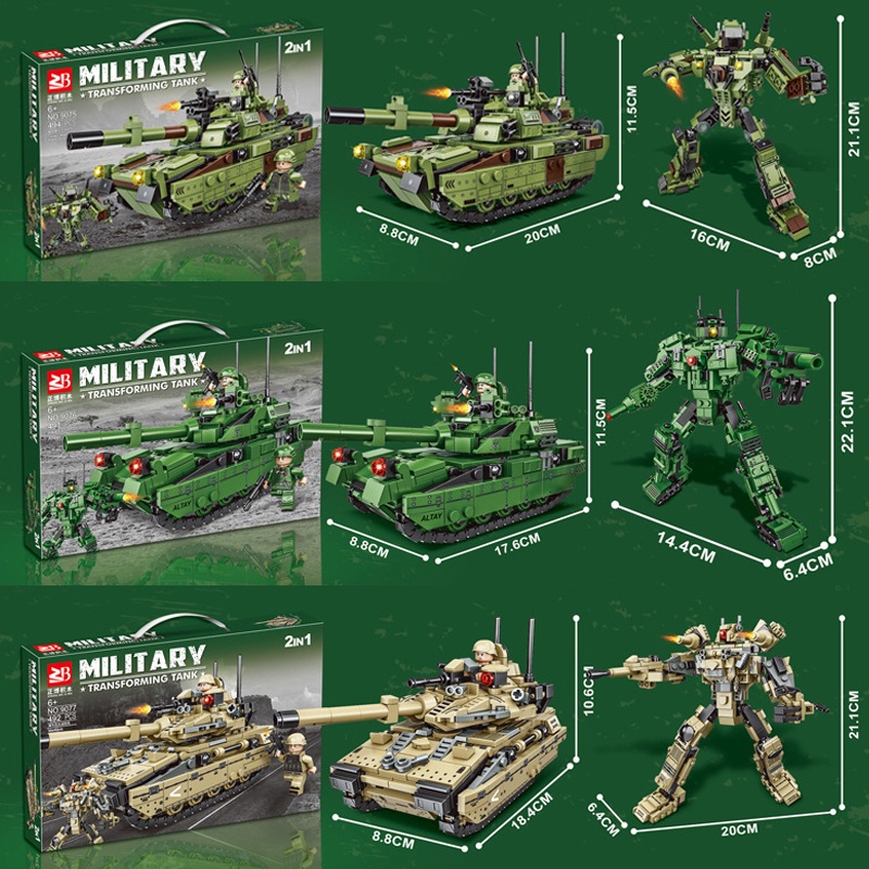 Đồ Chơi Lắp Ráp Xe Tăng Quân Đội Biến Hình 2 Trong 1 WW2