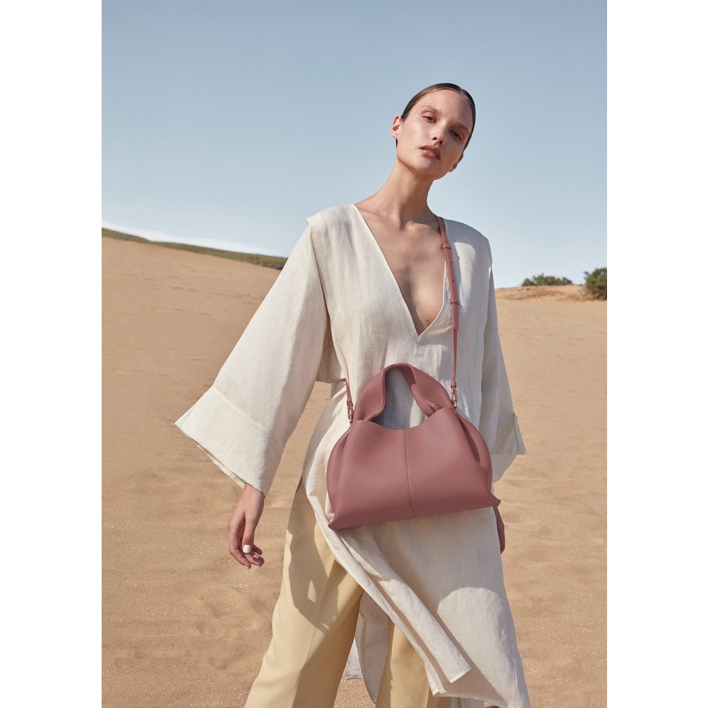 Túi Xách Da Thật Phối Dây Đeo Vai Tháo Rời Được Thời Trang Cho Nữ