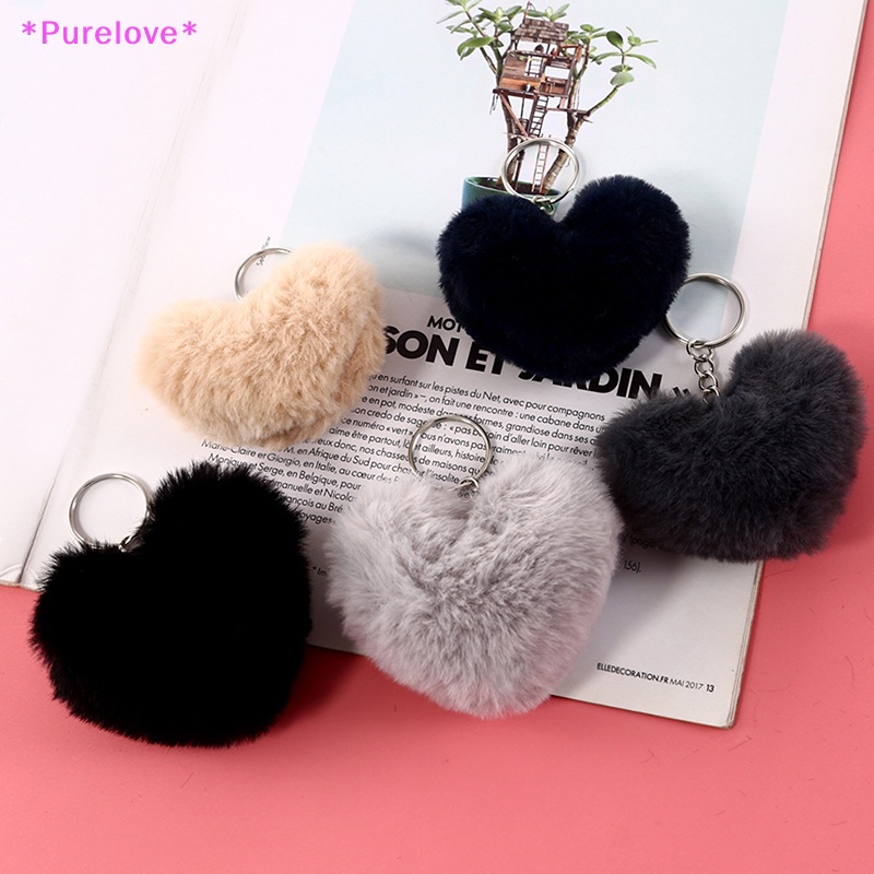 Móc Chìa Khóa Hình Thỏ Pom Pom 8CM Trái Tim Mềm Mại Xinh Xắn Mới