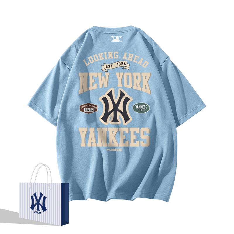 N-y co-thương hiệu mùa hè hợp thời trang thương hiệu nam crewneck cotton, tay ngắn, túi rời casual top couple t-shirt