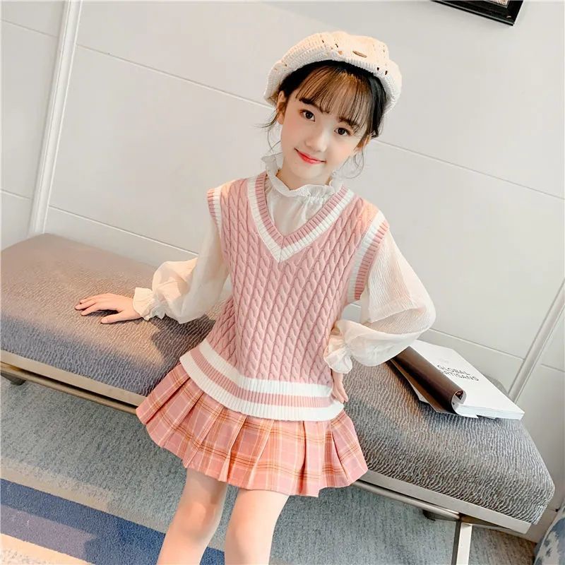 Áo Sweater Không Tay Cổ Chữ V Phong Cách Thời Trang Thu Đông Mới 2023 Dành Cho Bé Gái