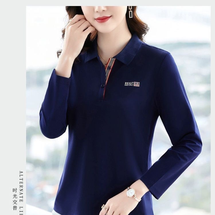 Áo Thun polo Tay Dài Kích Thước Lớn Thời Trang Mùa Thu Cho Nữ