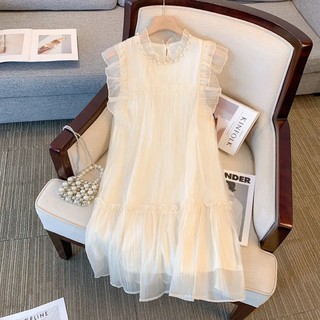 Pháp phong cách mới trắng high-end váy phụ nữ mùa hè phong cách mới thiết kế lỏng lẻo cổ tròn all-match váy váy ngắn