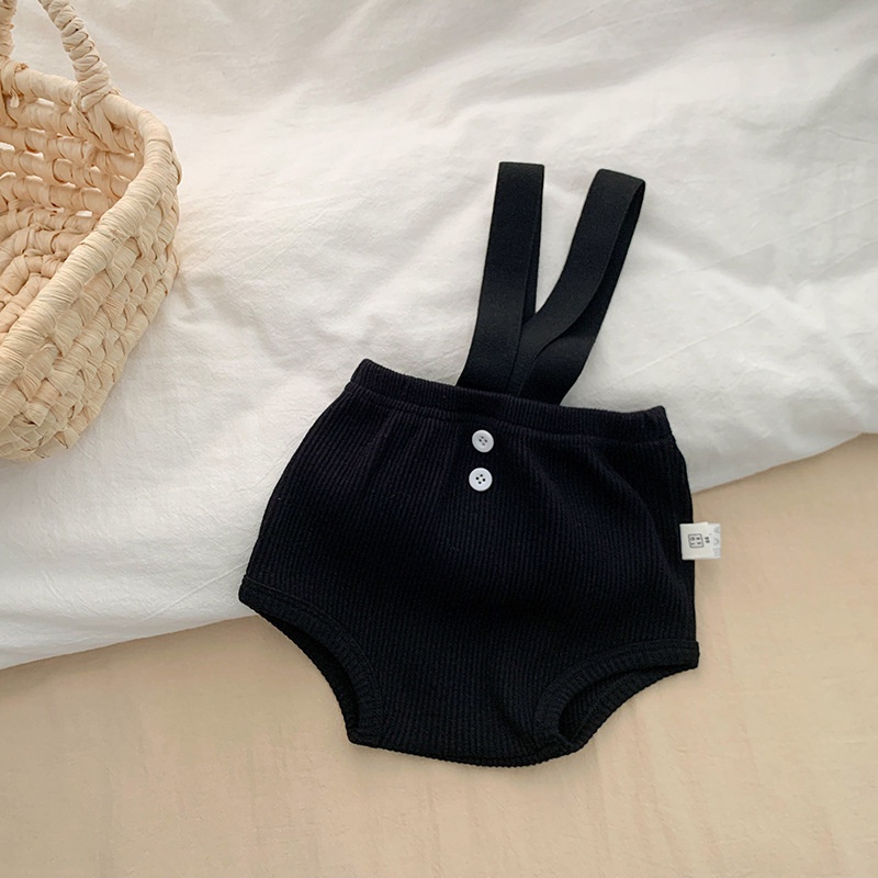 Quần Yếm Ngắn Màu Đen Thoải Mái Dễ Phối Đồ Thời Trang Mùa Hè Cho Bé Trai Và Gái