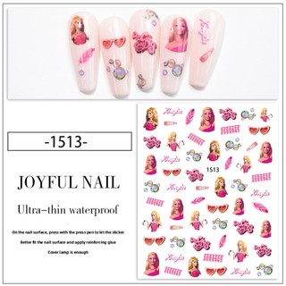 Sticker Dán Móng Hình Búp Bê Barbie Dễ Thương