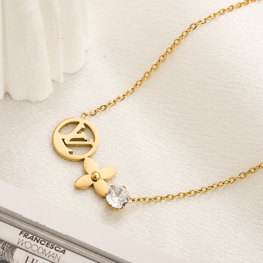 Vòng cổ Thép Titan Họa Tiết lv louis vuitton Thanh Lịch Cho Nam Và Nữ