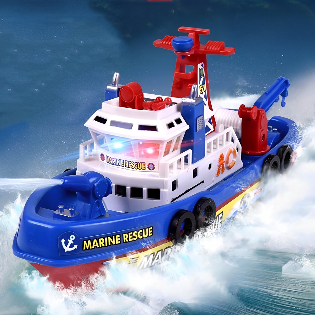 TOY WATER GUN BOAT BABY KIDS BATHING TOYS WITH LIGHT MARINE RESCUE SHIP FIRE ENGINE BOAT