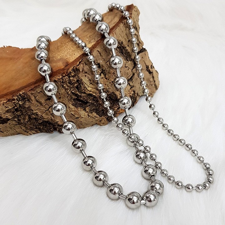 Dây chuyền nam nữ chuỗi bi tròn BallChain Merin Accessories nhiều size cá tính titan không gỉ - Vòng cổ BallChain