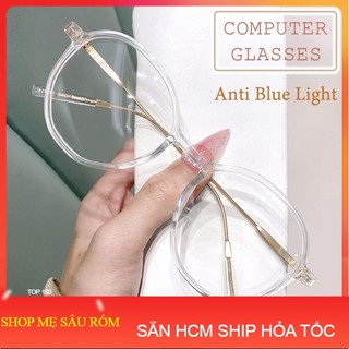Gọng Kính Cận Chống Ánh Sáng Xanh Vintage Tròn Bầu Hot
