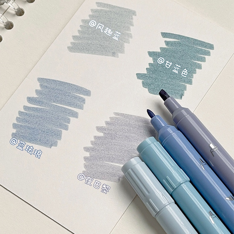 Hộp 4 Bút Đánh Dấu Hai Đầu Màu Gradient Sáng Tạo DIY