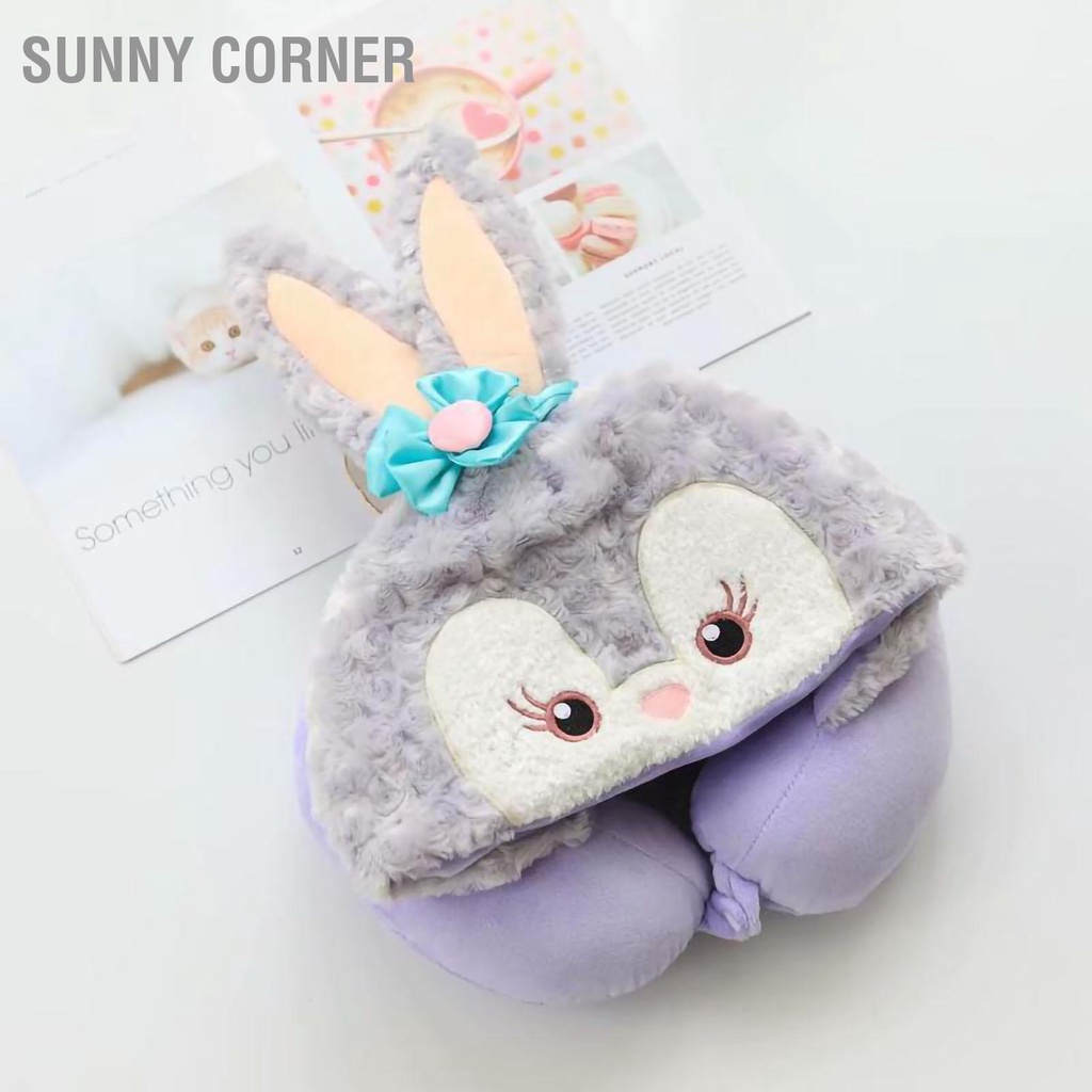 Sunny corner Có hàng sẵn Gối Hình Chữ U Có Mũ Trùm Đầu Hoạt Dễ Thương Du Lịch Bông PP Cổ Cho Ghế Ngồi Máy Bay