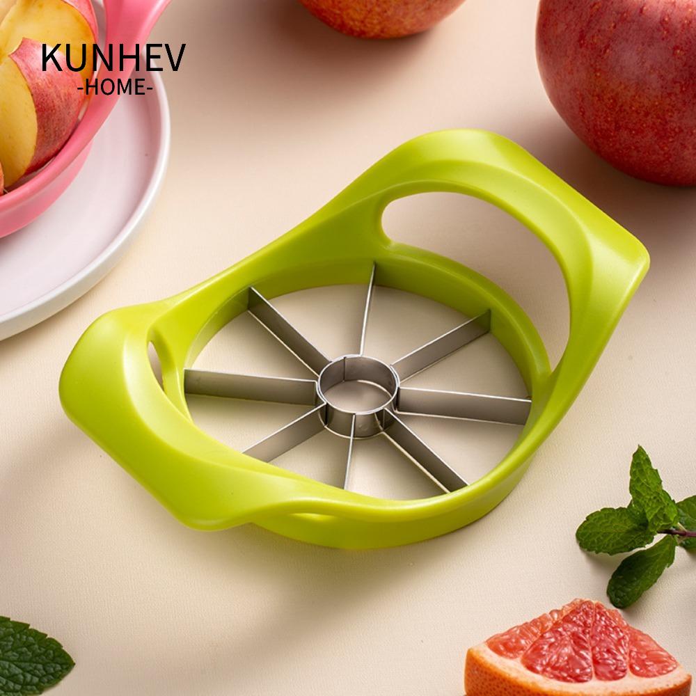 KUNHEV Dụng Cụ Cắt Lê Bằng Thép Không Gỉ 8 Lát Màu Xanh Lá Cây