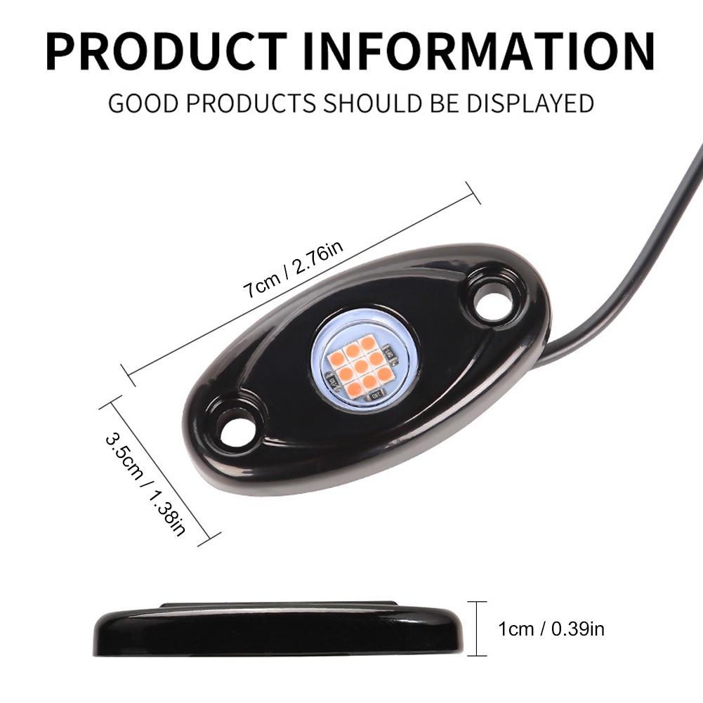 Đèn gầm led 12v chống thấm nước hợp kim nhôm off-road lưới tản nhiệt xe tăng đèn tín hiệu cho ô tô xe huấn luyện viên xe suv xe tải van màu đỏ xanh