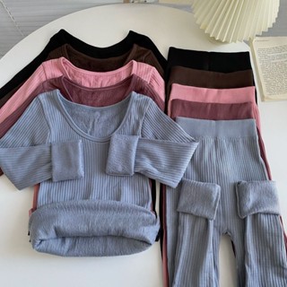 Bộ đồ ấm áp của phụ nữ mùa thu đông mới bằng chứng lạnh ấm áp quần áo mùa thu mỏng quần bó sát sang trọng bộ hai-piece