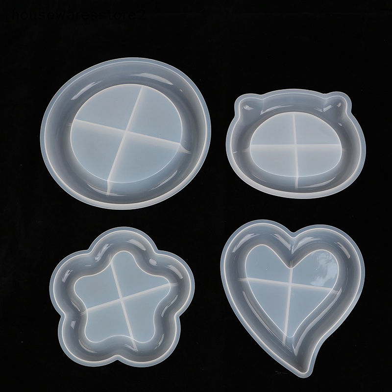 Khay đĩa thạch cao khuôn silicone tự làm trái tim mèo hình dạng hoa hộp lưu trữ đồ trang sức khuôn epoxy thủ công làm khuôn trang trí nội thất boutique