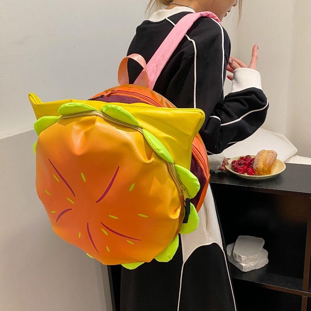 Shanhai Ba Lô Da pu Hình hamburger Phong Cách Hàn Quốc