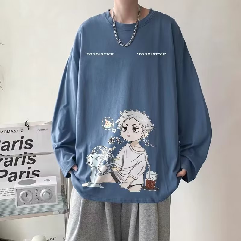 M-8xl thời trang hàn quốc oversize tee men plus size áo thun dài tay causal loose top