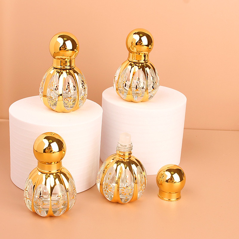 15ml nước hoa sang trọng chai tinh dầu thủy tinh mạ vàng chai lăn bóng hộp đựng mẫu có thể nạp lại