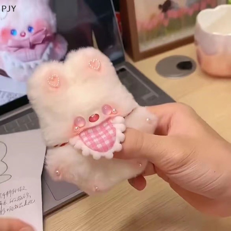 Pjy diy cartoon plush bib rabbit doll toy keychain túi dễ thương mặt dây chuyền ch chìa khóa xe hơi cho phụ nữ quà tặng kawaii pj