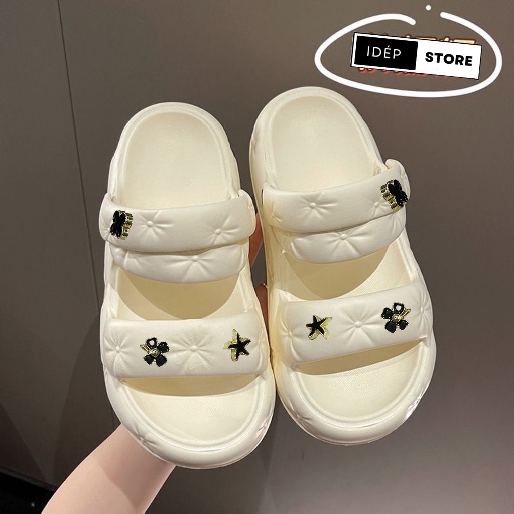 Dép sandal bánh mì 2 quai ngang đế cao 3,5cm chất EVA siêu nhẹ êm chân đi mưa đi biển NEW 2023 - iDÉP GL026