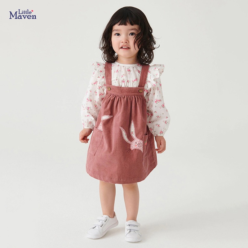 Đầm Yếm Chất Liệu Cotton Thêu Họa Tiết Phong Cách Âu Mỹ Thời Trang Mùa Thu Xinh Xắn Cho Bé Gái
