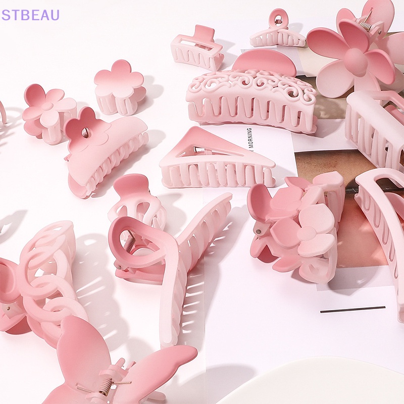 Kẹp tóc hoa anh đào frosted grab kẹp cá mập đa năng tươi kẹp pan hair grab trang sức mme