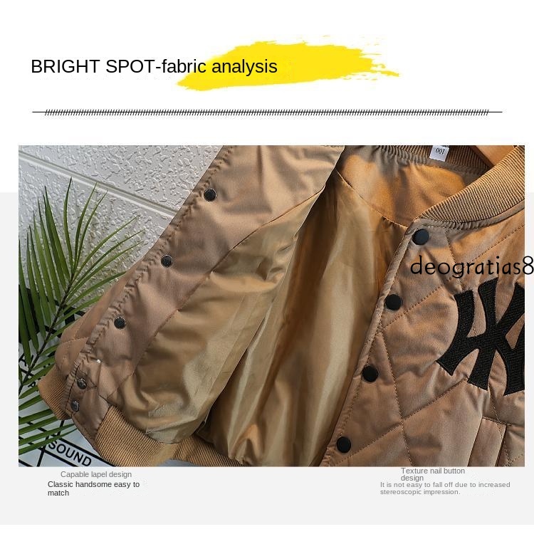 Áo Khoác Bóng Chày Bằng Vải Cotton Dày Thời Trang Thu Đông Cho Bé Trai 100-160