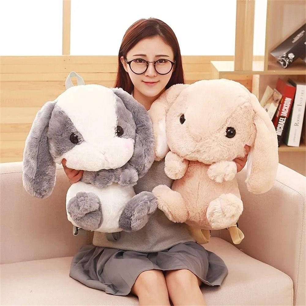 Mmluck rabbit plush bag, long ear plush toy bunny backpack, kawaii backpack messenger túi mềm ví tiền xu nhồi bông quà tặng cô gái