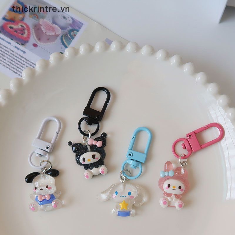 Thi sanrio anime hello kitty trong suốt móc khóa nhấp nháy tốt phim hoạt hình cinnamon dog kuromi melody bag mặt dây chuyền phụ kiện chìa khóa dễ thương vn