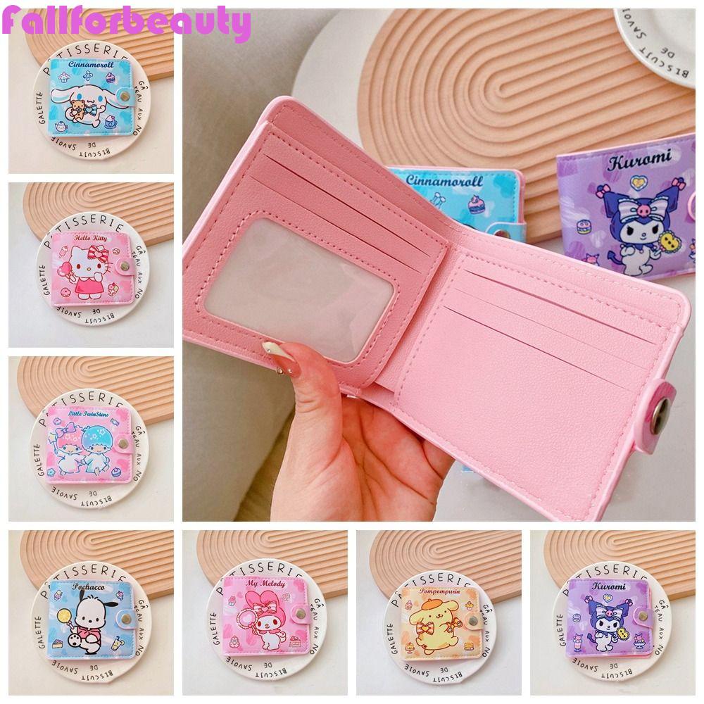 Ví fallforbeauty kuromi, phim hoạt hình giai điệu, ví đựng tiền xu cầm tay cinnamoroll pu leather girls