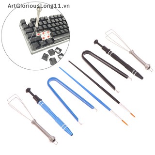 Artgloriouslong 1set bộ công cụ làm sạch bàn phím kim loại keycap puller stem holder switch puller bôi trơn bút bôi trơn lube brush w / túi lưu trữ.