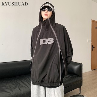 Kyushuad nam ngoài trời áo khoác dây kéo đôi mỏng lưới câu cá thoáng khí áo khoác nhanh khô