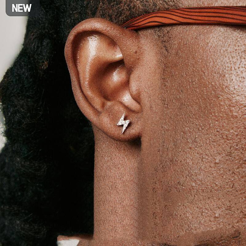 Lightning Stud Earrings High Sense Men's European and American Street Hip Hop Popular Light Luxury Niche Design High Sense RQnY