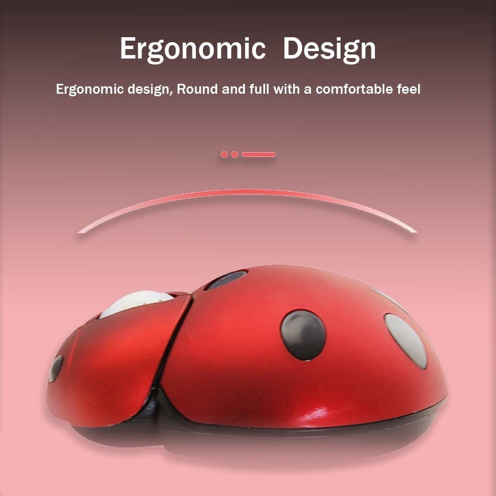 Chuột không dây 2.4g di động mini hoạt hình động vật bọ rùa hình dạng 3000dpi Chuột không dây di động với bộ thu usb cho pc mac máy tính xách tay máy tính xách tay