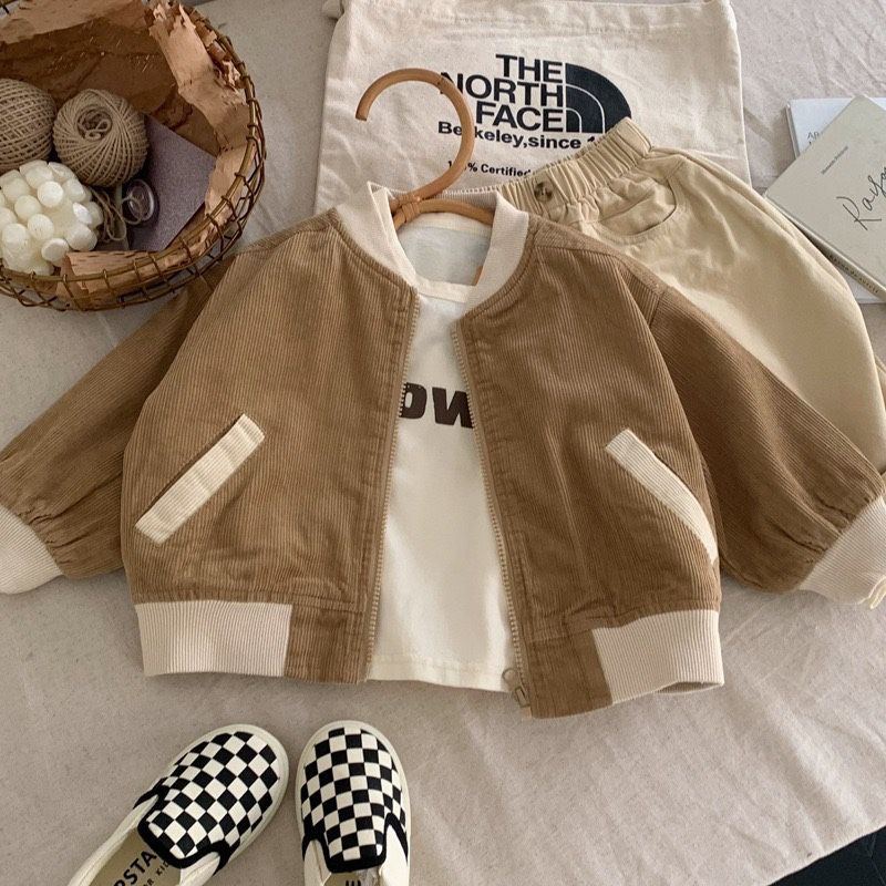 Áo Khoác Bóng Chày Bằng Vải Nhung Phong Cách Nhật Bản Thời Trang Cho Bé