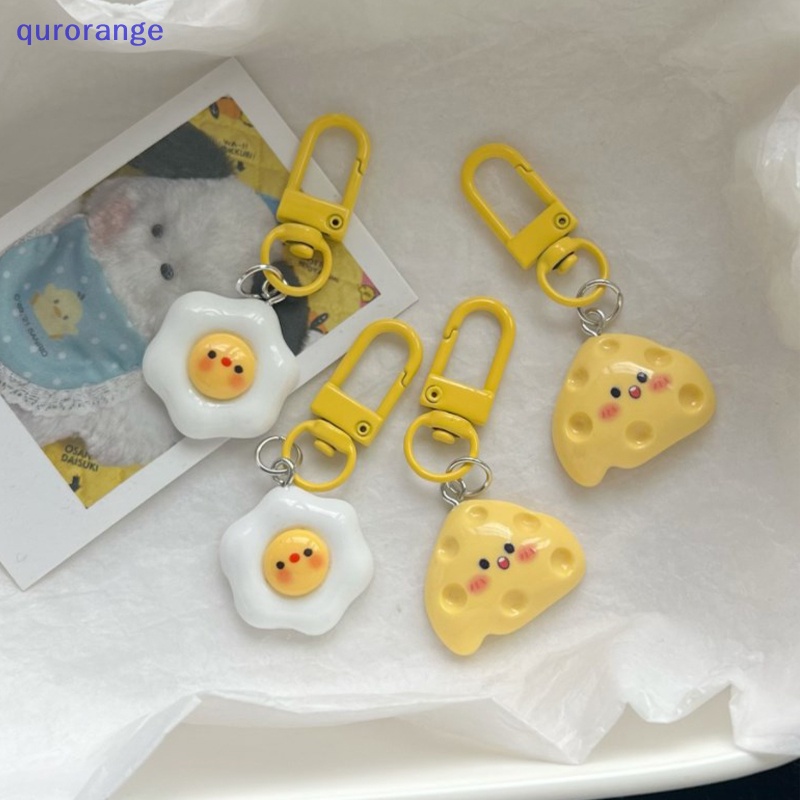 Qurange dễ thương trứng luộc mặt dây chuyền phô mai móc khóa vui nhộn kawaii phim hoạt hình mô phỏng thực phẩm móc chìa khóa đồ chơi trẻ em quà tặng khuyến mãi ror