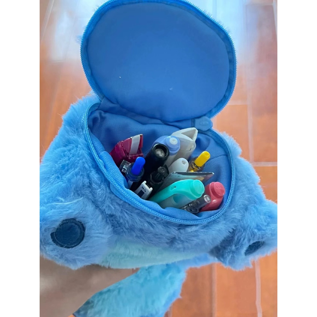 Dễ thương stitch winnie bear puff bear pen bag storage hộp văn phòng phẩm dây kéo sang trọng búp bê sang trọng