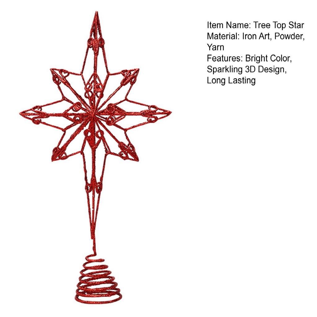 Usd| Cây thông noel trang trí ngôi sao phụ kiện tiệc lấp lánh hollow-out 3d cây thông noel top star ornament core điểm bán hàng thêm một nét sáng bóng vào cây của bạn để trang trí