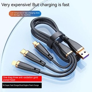 Cáp sạc 5a one tow three sạc siêu nhanh máy type-c cáp khách cho iphone cáp dữ liệu điện thoại di động huawei