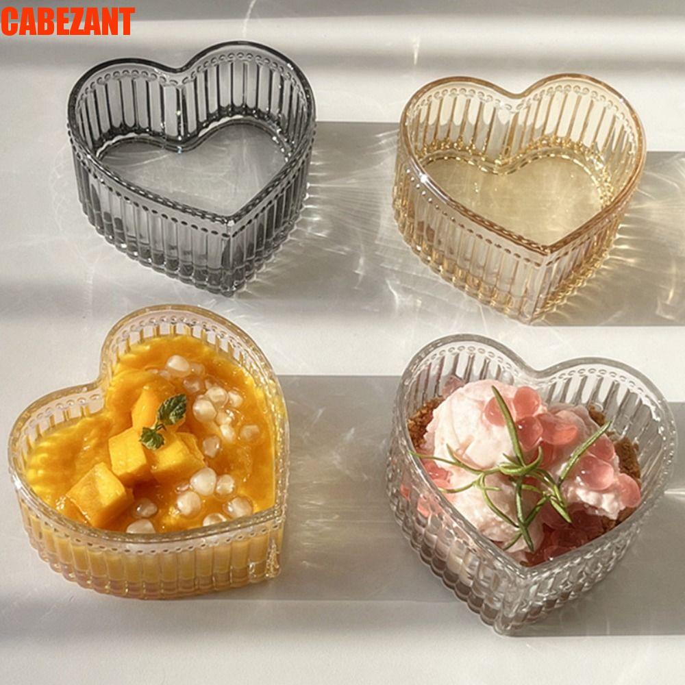 Cabezant hình trái tim bát thủy tinh, thủy tinh trong suốt, sữa hình trái tim tình yêu tự làm