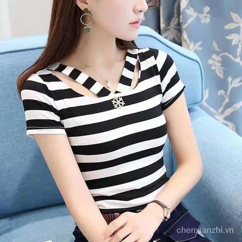 Summer women's pure desire style sexy top short-sleeved v-neck all-match bottom shirt inner influencer t-shirt nữ ins super