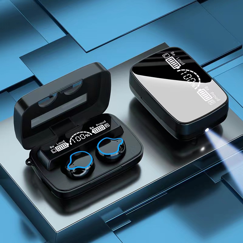 Tai nghe tws-m9 mới tai nghe bluetooth hifi 5.1 tai nghe không dây chống nước ipx7 với ngăn sạc màn hình ba màn hình