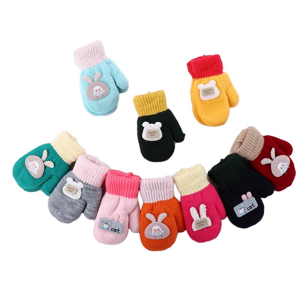 Moco1 Găng Tay Đan Len Họa Tiết Hoạt Hình Thời Trang Thu Đông Cho Bé