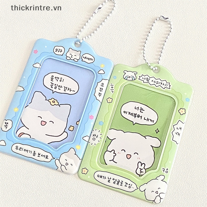 Thi fashion korea 3 inch photocard holder kpop card keychain mặt dây chuyền thần tượng chủ thẻ xe buýt ngân hàng id thẻ bìa đồ dùng học sinh vn