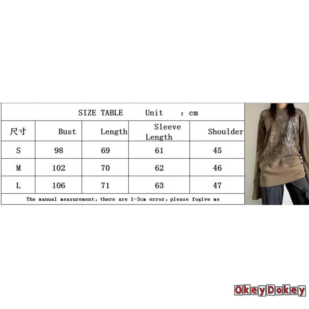 Áo Thun Nữ Tay Dài Cổ Tròn In Hình Thánh Giá Phong Cách gothic Thời Trang okdk-y2k