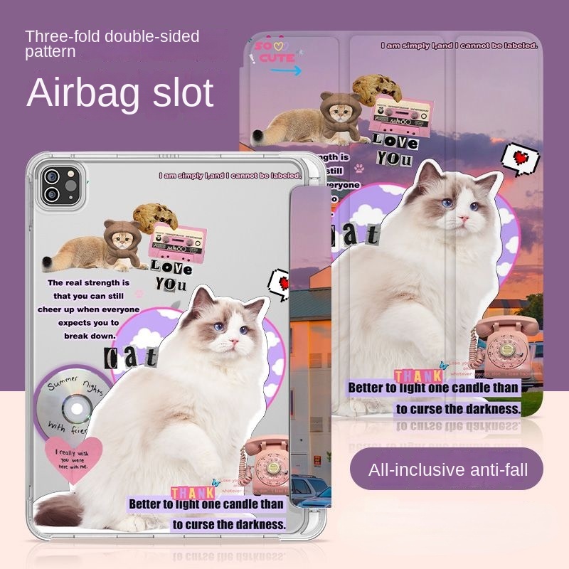 dành cho ipad pro 11 vỏ bảo vệ mini 4 5 miếng dán cat gen5 / 6 trifold ipad air4 / 5 10.9 khe cắm bút gen8 / 9/10 10.2 trong suốt chống rơi gen10 2022 ốp lưng ipad
